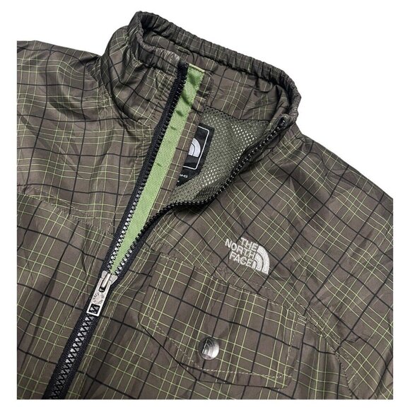 The North Face Nylon Windbreaker Jacket Check Print Zipper Green - Size Small - Picture 4 of 6